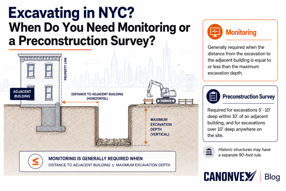 Excavating in NYC? When Do You Need Monitoring or a Preconstruction Survey?