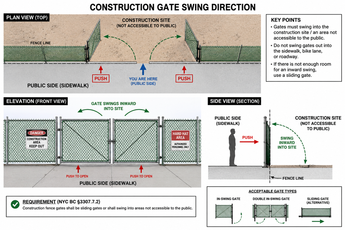 Which Way Should Construction Fence Gates Swing in NYC?